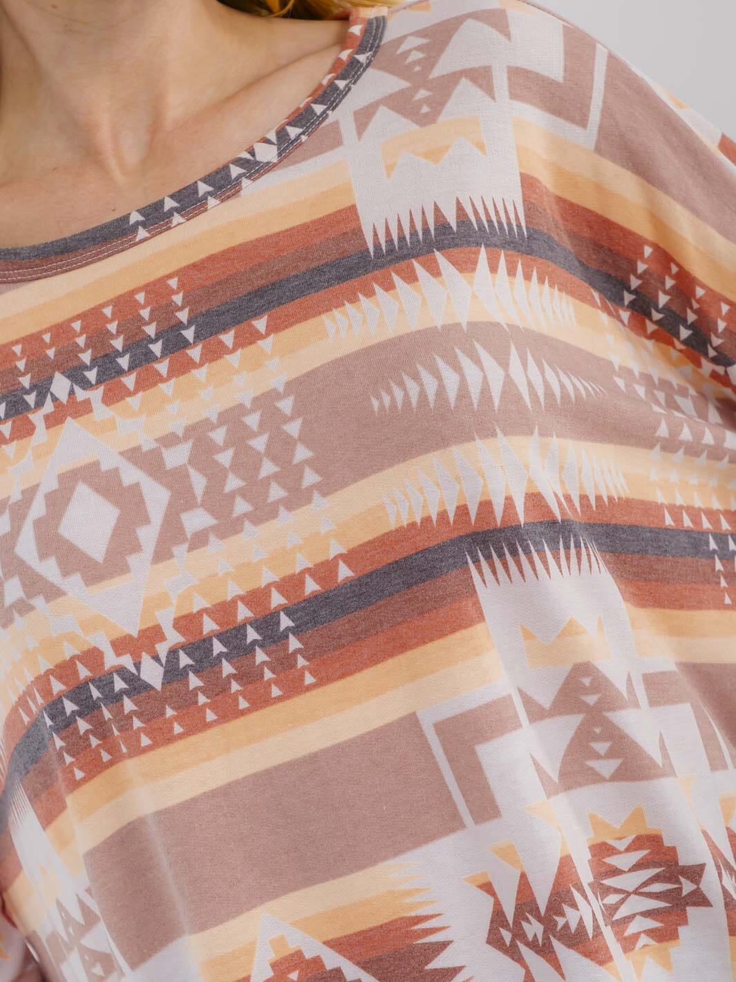 WOMEN'S LONG SLEEVE MULTI PRINT TOP