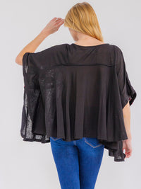 WOMEN'S SHORT SLEEVE FLORAL EMBROIDERY BLOUSE