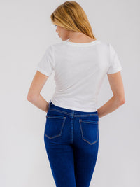 WOMEN'S SHORT SLEEVE FRONT KNOT TOP