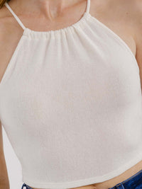 WOMEN'S SLEEVELESS HALTER NECK OPEN BACK CROP TOP