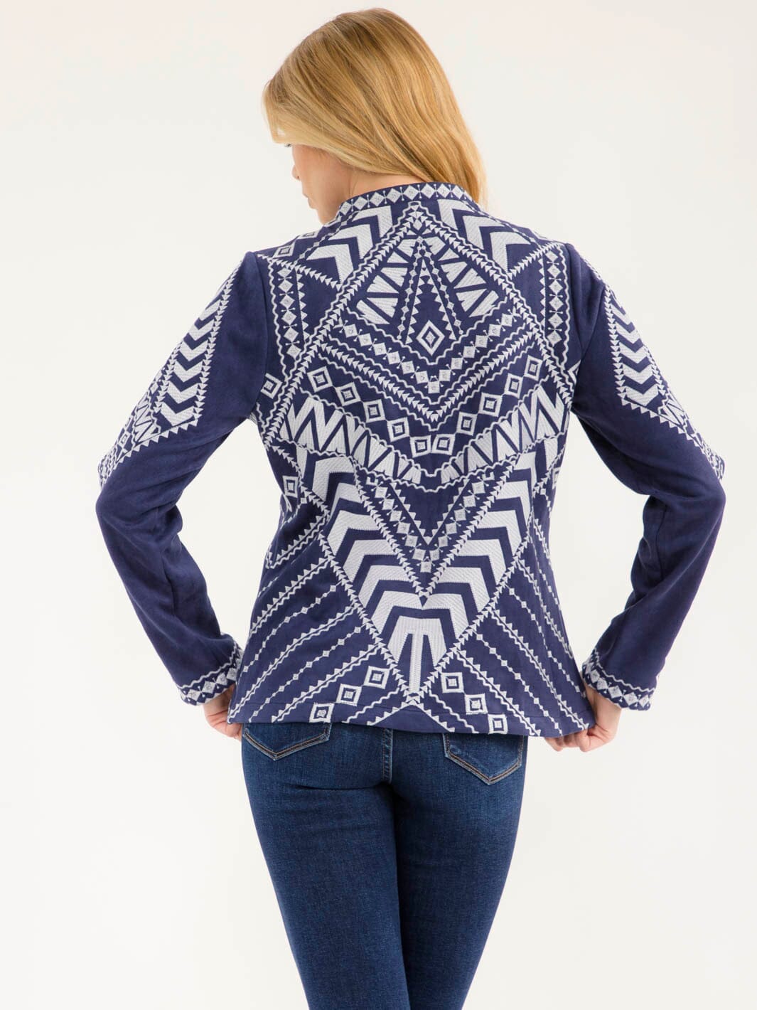 WOMEN'S LONG SLEEVE ZIPPER CLOSURE EMBROIDERY JACKET