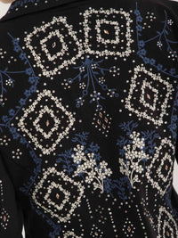 WOMEN'S LONG SLEEVE BUTTON CLOSURE STUDS EMBROIDERY BLAZER