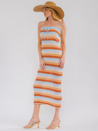WOMEN'S SLEEVELESS COLORBLOCK BODYCON RIBBED TUBE MAXI DRESS