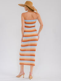 WOMEN'S SLEEVELESS COLORBLOCK BODYCON RIBBED TUBE MAXI DRESS
