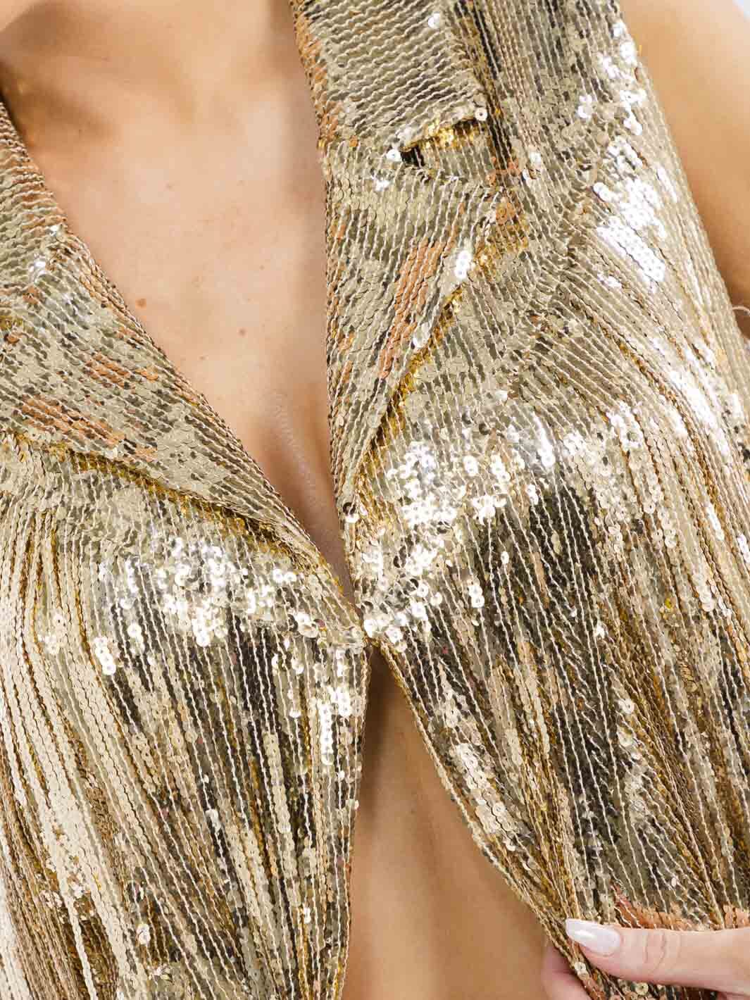 WOMEN'S SLEEVELESS BUTTON CLOSURE SEQUINS FRINGE CROP TOP