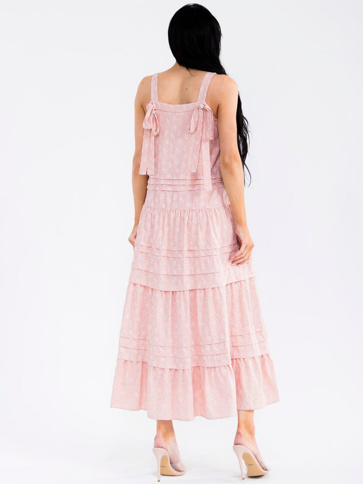 WOMEN'S SLEEVELESS TIERED EYELET MAXI DRESS