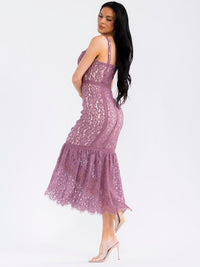 WOMEN'S SLEEVELESS SQUARE NECK BODYCON CROCHET MAXI DRESS