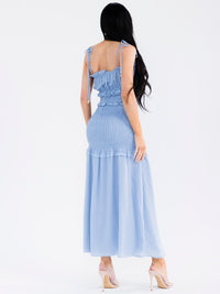 WOMEN'S SLEEVELESS TIERED SMOCK BODYCON MAXI DRESS