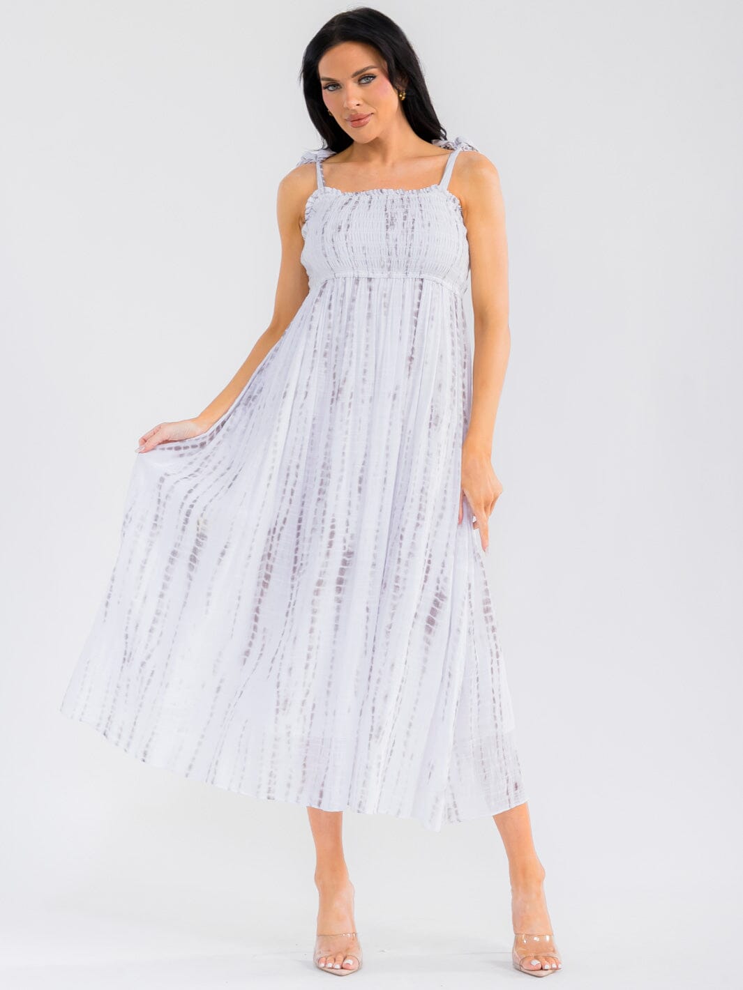 WOMEN'S SLEEVELESS SMOCK TIE DYE MAXI DRESS