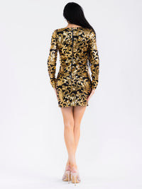 WOMEN'S LONG SLEEVE BODYCON SEQUINS MINI DRESS