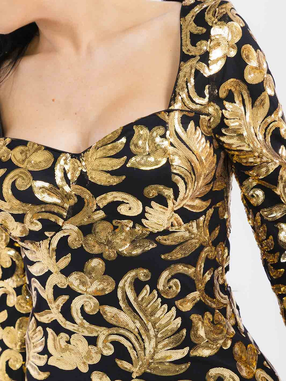 WOMEN'S LONG SLEEVE BODYCON SEQUINS MINI DRESS