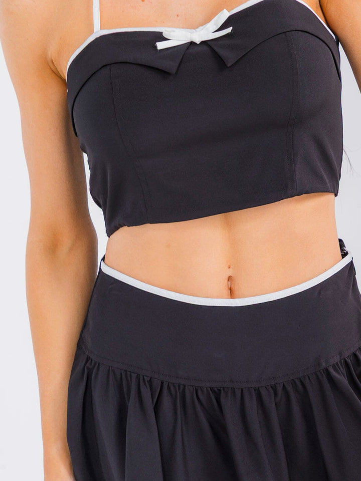 WOMEN'S SLEEVELESS CROP TOP & ZIP UP MAXI SKORT SOLID 2PC. SET