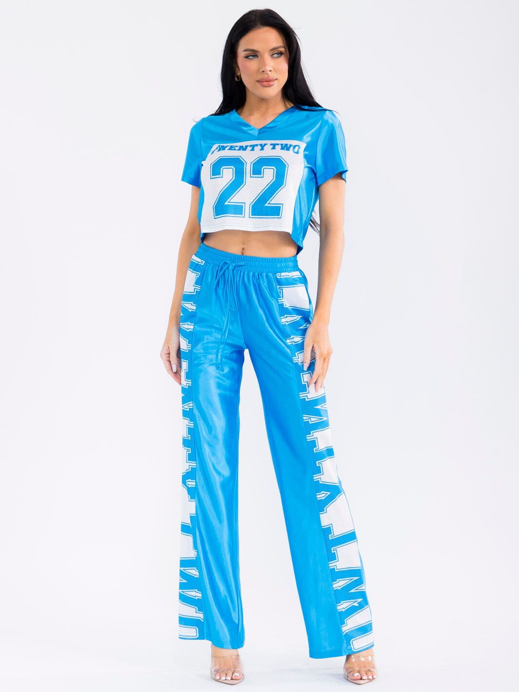 WOMEN'S SHORT SLEEVE TOP & ELASTIC WAIST PANTS GRAPHIC 2PC. SET