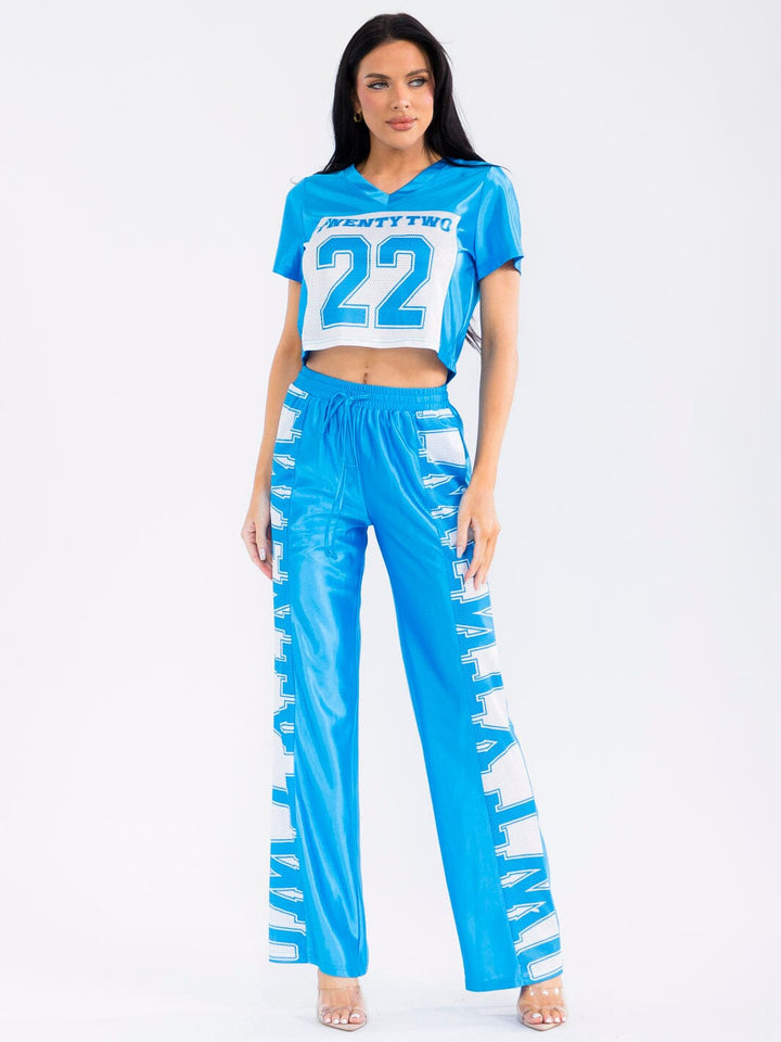 WOMEN'S SHORT SLEEVE TOP & ELASTIC WAIST PANTS GRAPHIC 2PC. SET