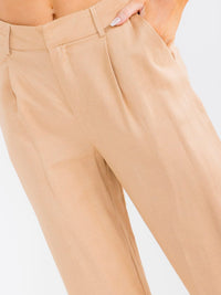WOMEN'S BUTTON CLOSURE POCKETS STRAIGHT LEG PANTS
