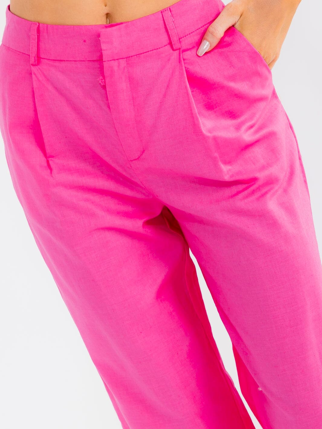 WOMEN'S BUTTON CLOSURE POCKETS STRAIGHT LEG PANTS