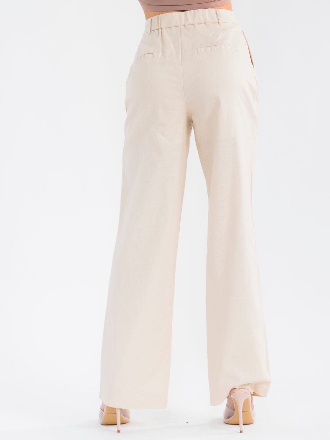 WOMEN'S BUTTON CLOSURE POCKETS STRAIGHT LEG PANTS