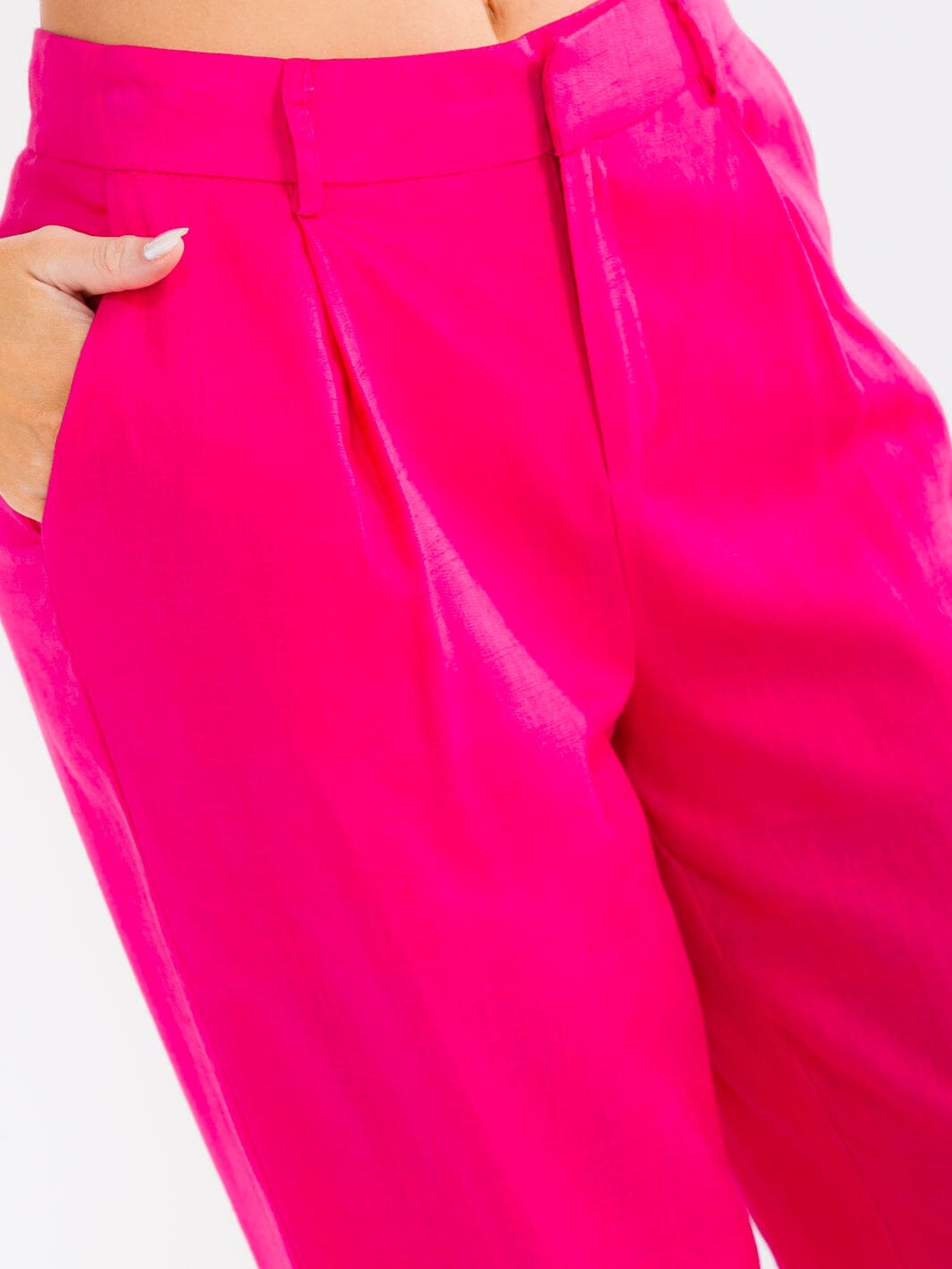 WOMEN'S BUTTON CLOSURE POCKETS STRAIGHT LEG PANTS