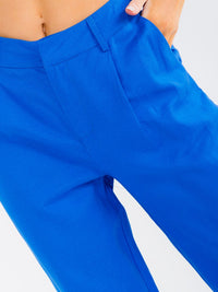 WOMEN'S BUTTON CLOSURE POCKETS STRAIGHT LEG PANTS