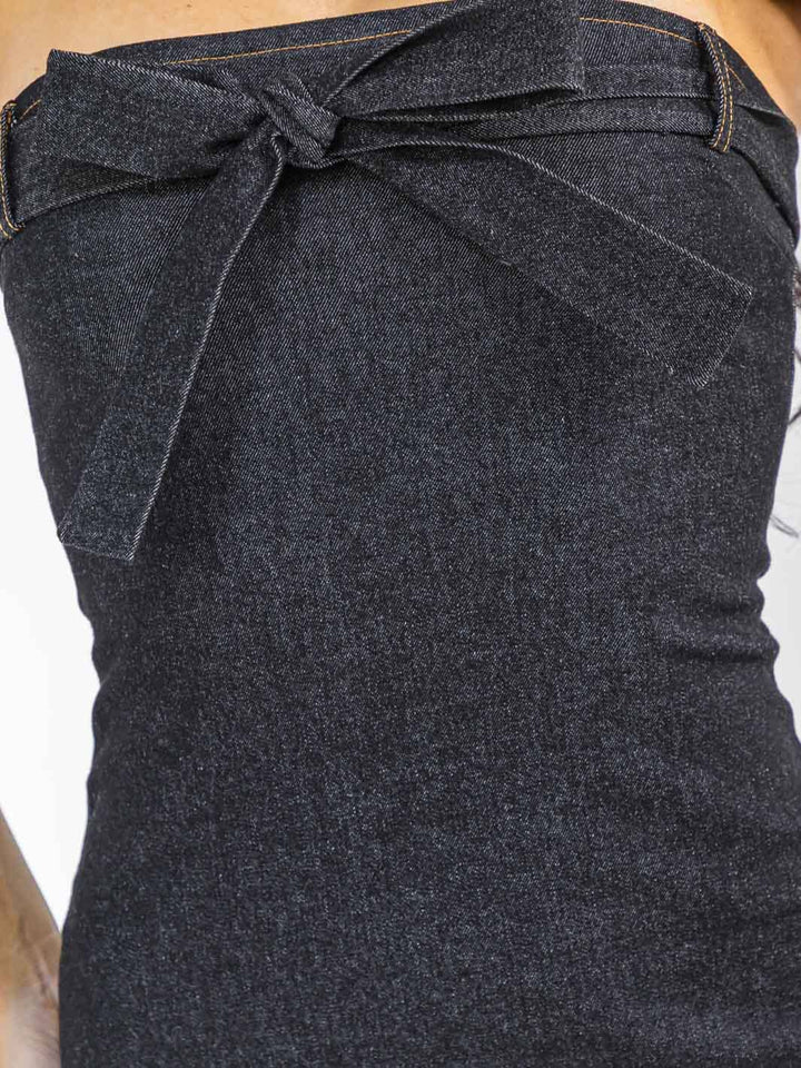 WOMEN'S SLEEVELESS BODYCON STRETCH DENIM MINI DRESS