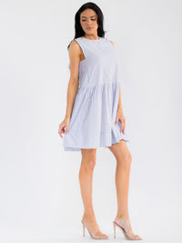 WOMEN'S SLEEVELESS COLORBLOCK STRIPES TUNIC MINI DRESS