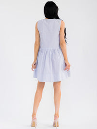 WOMEN'S SLEEVELESS COLORBLOCK STRIPES TUNIC MINI DRESS