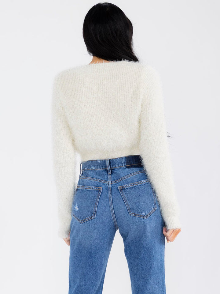 WOMEN'S LONG SLEEVE OPEN FRONT SWEATER TOP