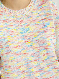 WOMEN'S SHORT SLEEVE MULTI COLORS SWEATER TOP