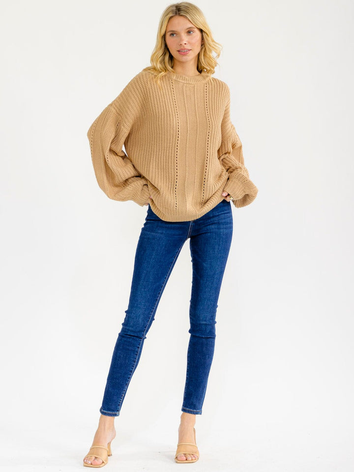 WOMEN'S LONG SLEEVE PULLOVER KNIT SWEATER