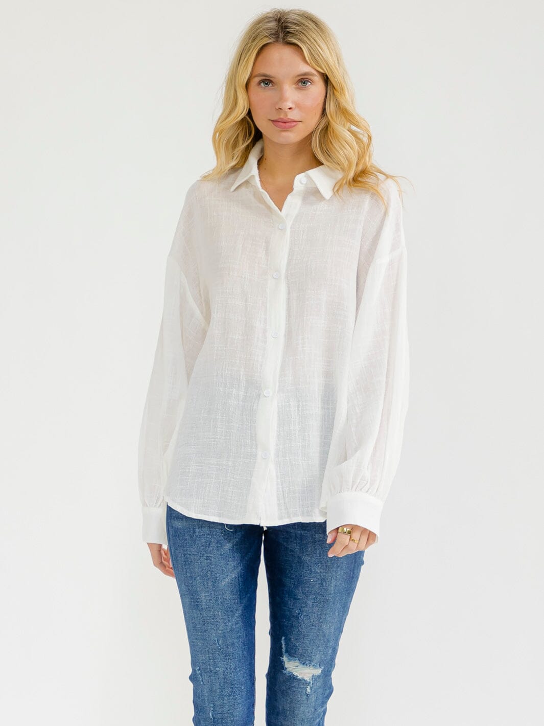 WOMEN'S LONG SLEEVE BUTTON UP BLOUSE