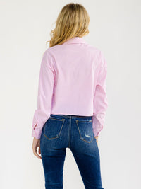 WOMEN'S LONG SLEEVE BUTTON UP STRIPES BLOUSE