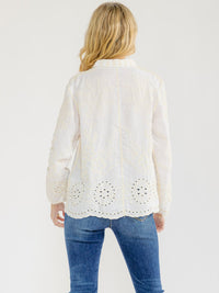 WOMEN'S LONG SLEEVE BUTTON UP EMBROIDERY BLOUSE