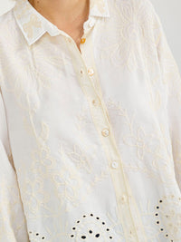 WOMEN'S LONG SLEEVE BUTTON UP EMBROIDERY BLOUSE