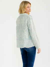 WOMEN'S LONG SLEEVE BUTTON UP EMBROIDERY BLOUSE