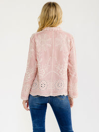 WOMEN'S LONG SLEEVE BUTTON UP EMBROIDERY BLOUSE