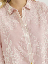 WOMEN'S LONG SLEEVE BUTTON UP EMBROIDERY BLOUSE