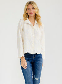 WOMEN'S LONG SLEEVE BUTTON UP EMBROIDERY BLOUSE