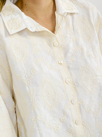 WOMEN'S LONG SLEEVE BUTTON UP EMBROIDERY BLOUSE