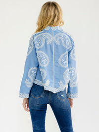 WOMEN'S LONG SLEEVE BUTTON UP EMBROIDERY BLOUSE