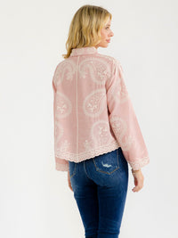 WOMEN'S LONG SLEEVE BUTTON UP EMBROIDERY BLOUSE