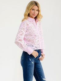 WOMEN'S LONG SLEEVE BUTTON UP STRIPES BLOUSE