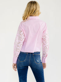 WOMEN'S LONG SLEEVE BUTTON UP STRIPES BLOUSE