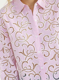 WOMEN'S LONG SLEEVE BUTTON UP STRIPES BLOUSE