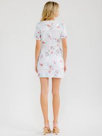 WOMEN'S SHORT SLEEVE BODYCON FLORAL SEQUINS MINI DRESS