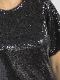 WOMEN'S SHORT SLEEVE SEQUINS MINI DRESS