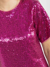 WOMEN'S SHORT SLEEVE SEQUINS MINI DRESS