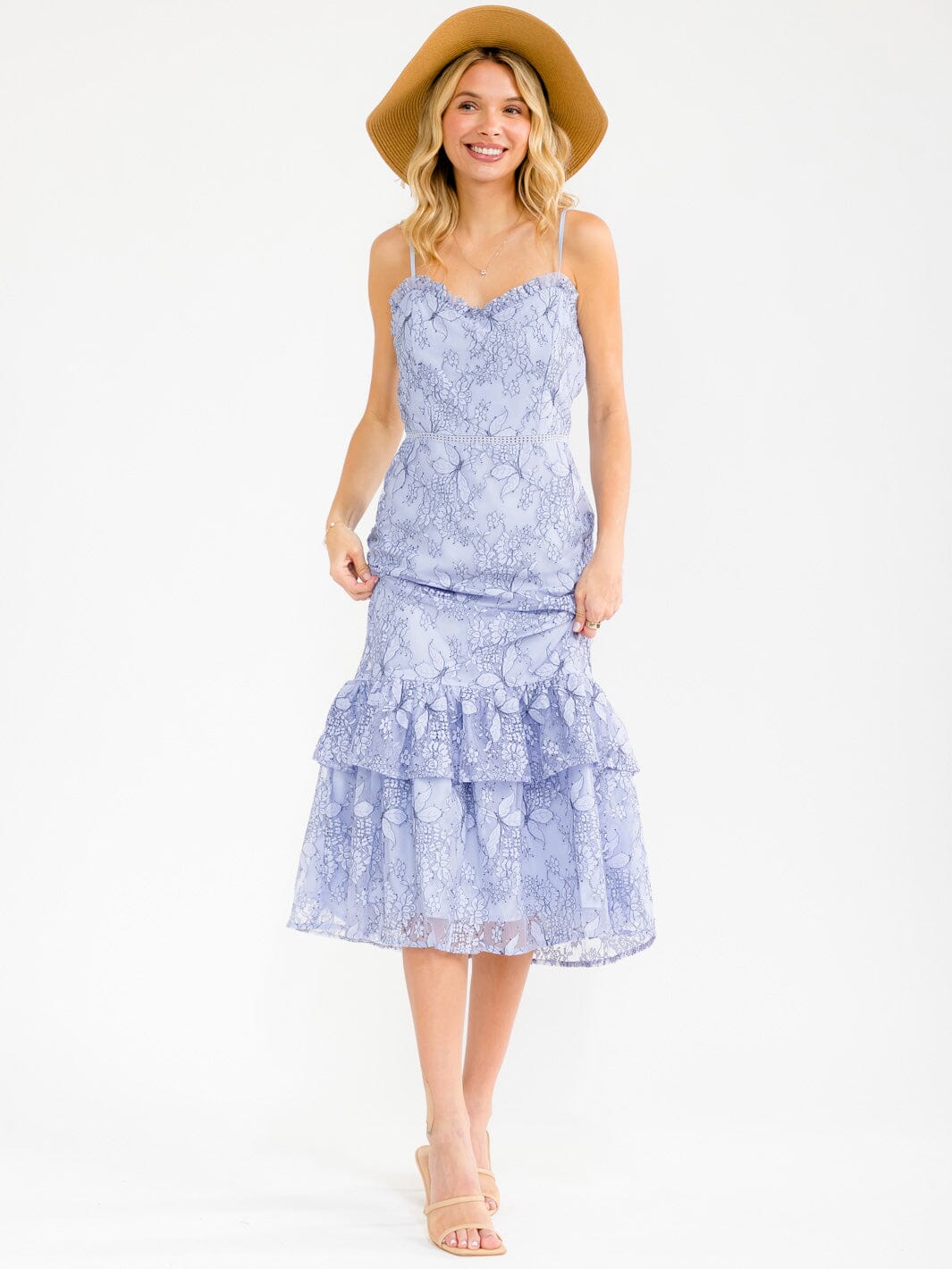 WOMEN'S SLEEVELESS BODYCON FLORAL LACE MAXI DRESS