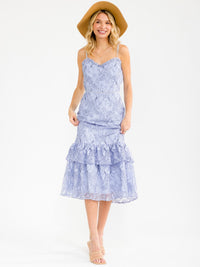 WOMEN'S SLEEVELESS BODYCON FLORAL LACE MAXI DRESS