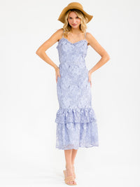 WOMEN'S SLEEVELESS BODYCON FLORAL LACE MAXI DRESS
