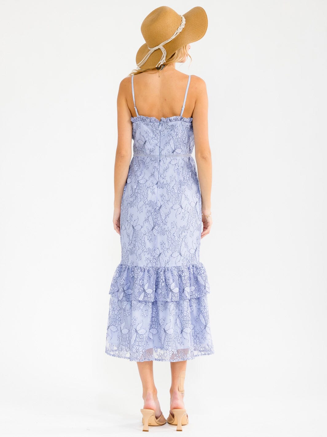 WOMEN'S SLEEVELESS BODYCON FLORAL LACE MAXI DRESS